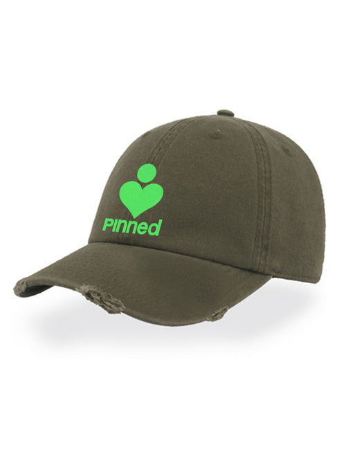Cap PiNNED Neon Green Velvet Destroyed
